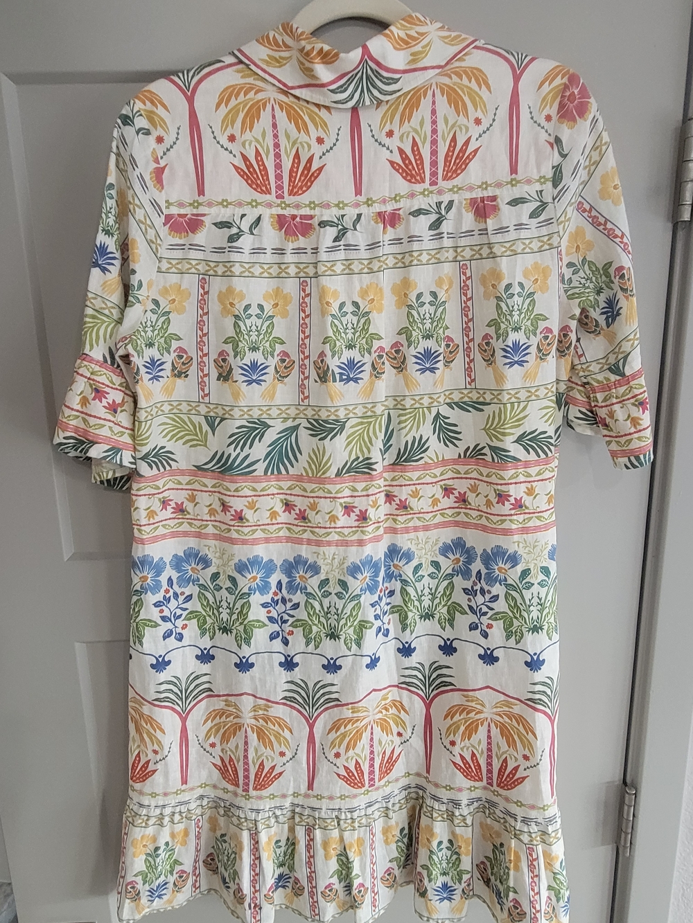 NWT Johnny Was Soller Linen Ruffle Flounce Shirt Dress Floral Small - Picture 2 of 5